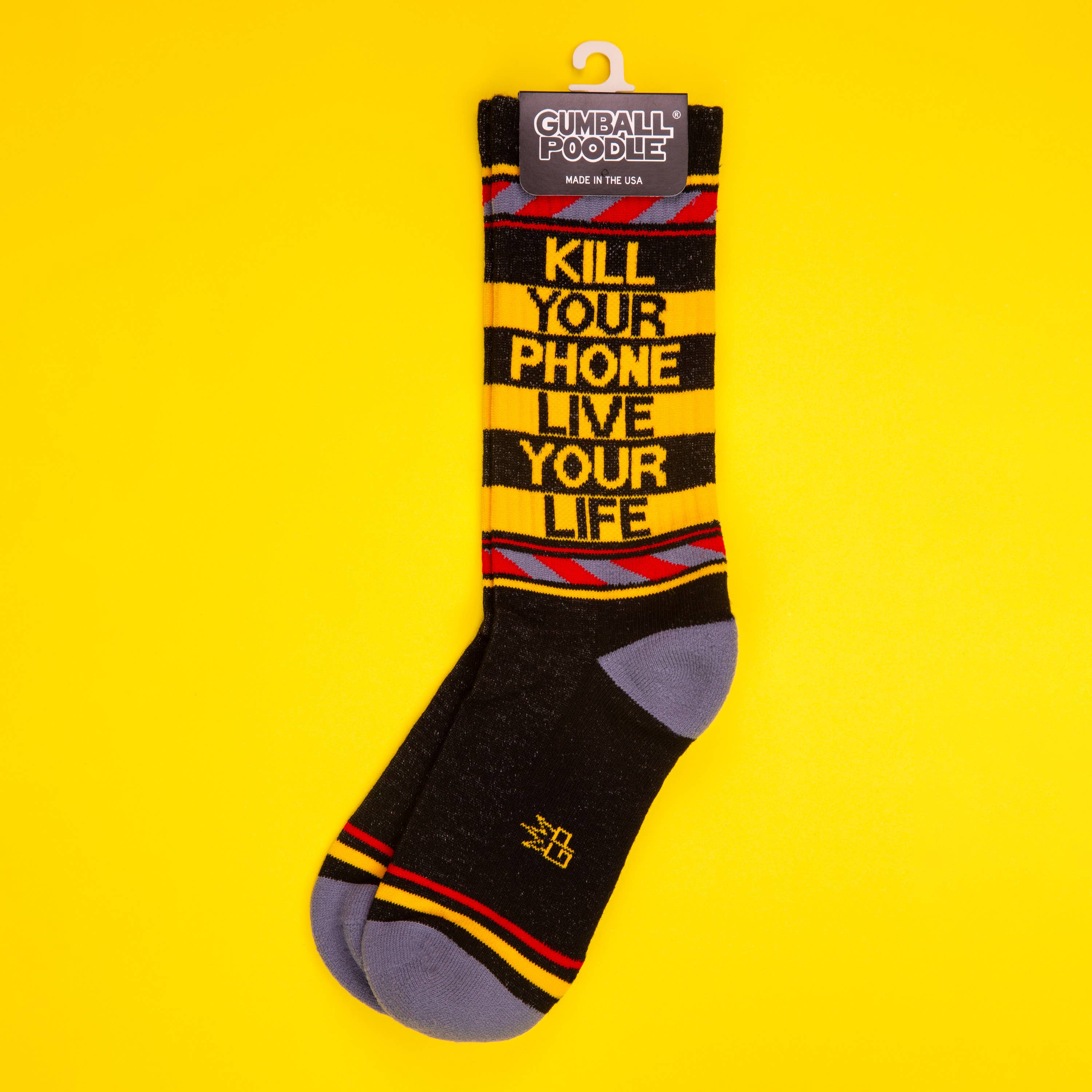 Kill Your Phone Live Your Life Gym Crew Socks