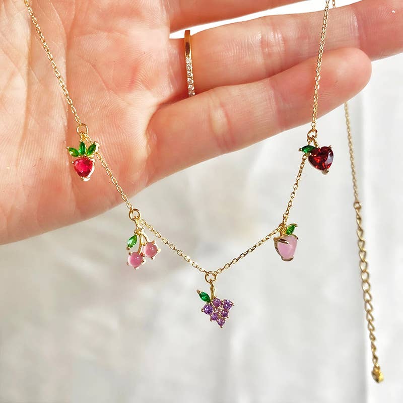 Colorful Fruit Pendant Clavicle Necklace