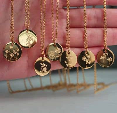 Birth Month Flower Necklace Jewelry: August
