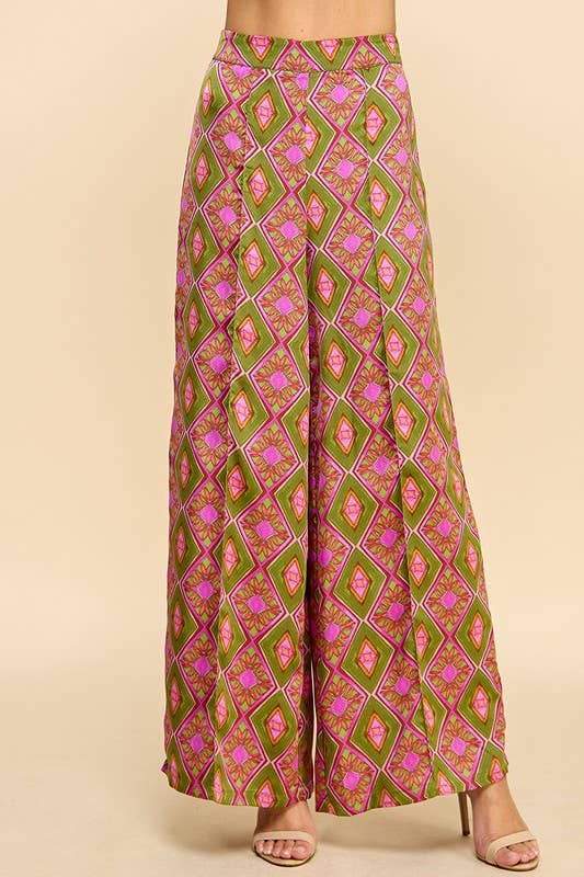 Abstract Print Full Length Pants