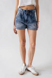 **SALE** Brewster High Waisted Paper Bag Denim Shorts