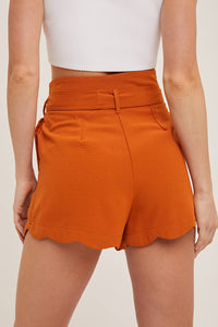 **SALE** Terracotta Scallop High Rise Shorts