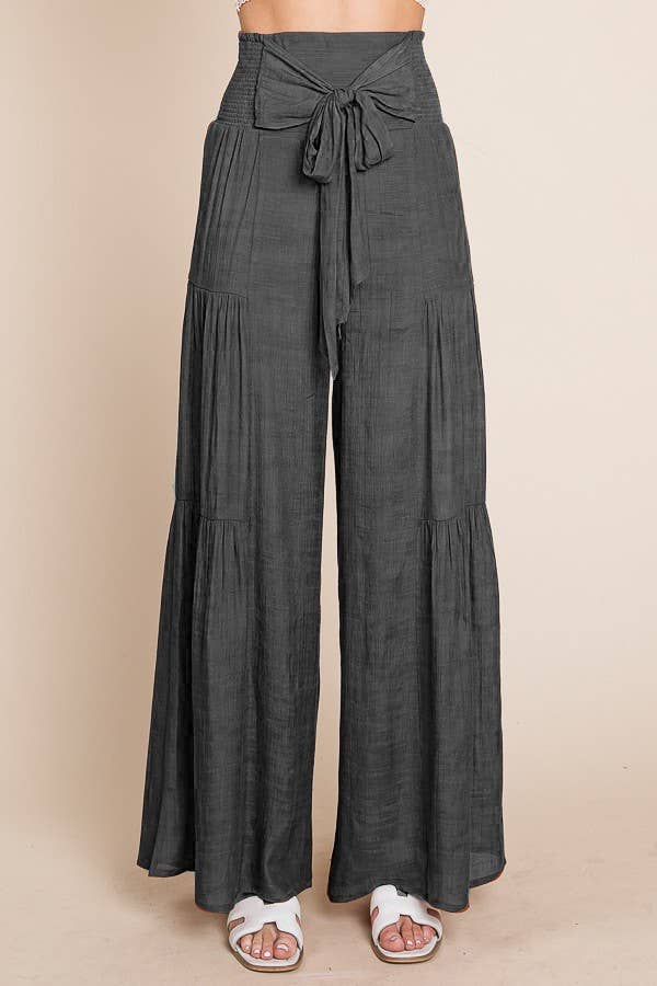 Charcoal Layered Ruched Pants