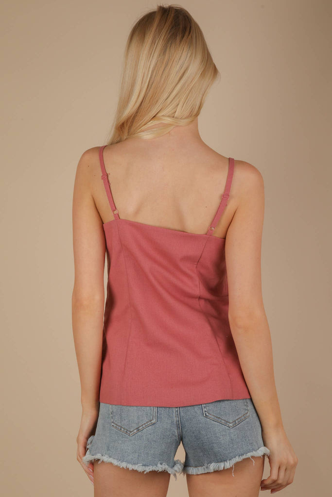 Mauve Button Down Solid Woven Top