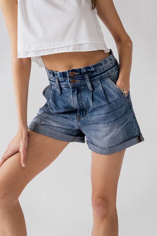 **SALE** Brewster High Waisted Paper Bag Denim Shorts