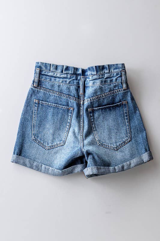 **SALE** Brewster High Waisted Paper Bag Denim Shorts