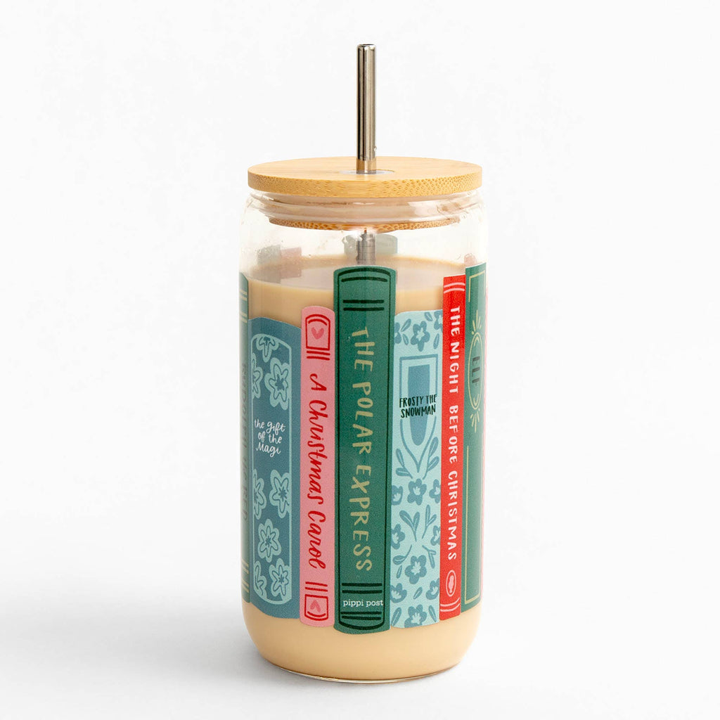 Holiday / Christmas Books Movies Glass Can Cup