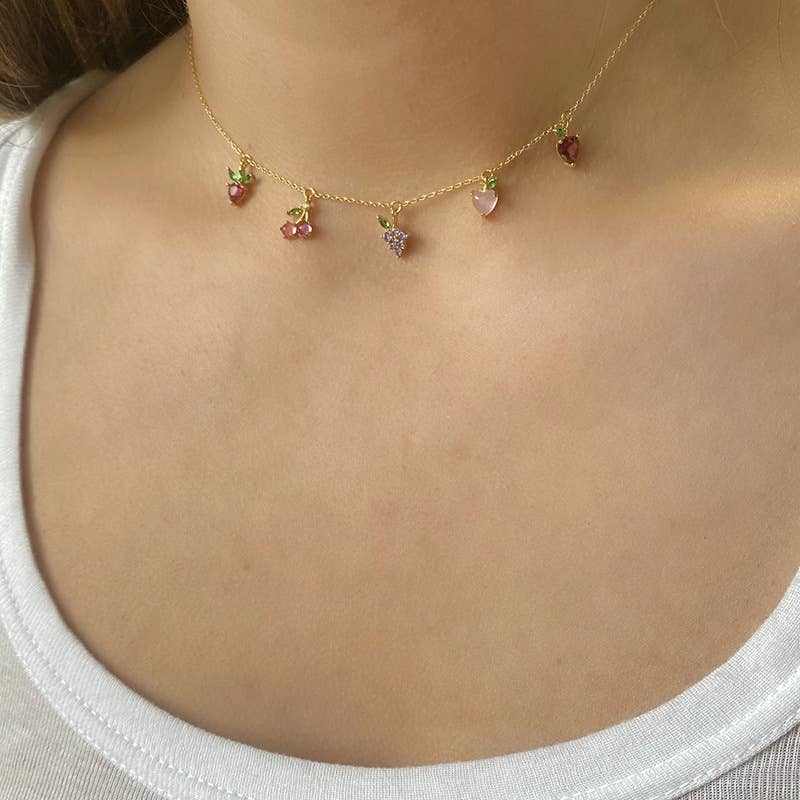 Colorful Fruit Pendant Clavicle Necklace