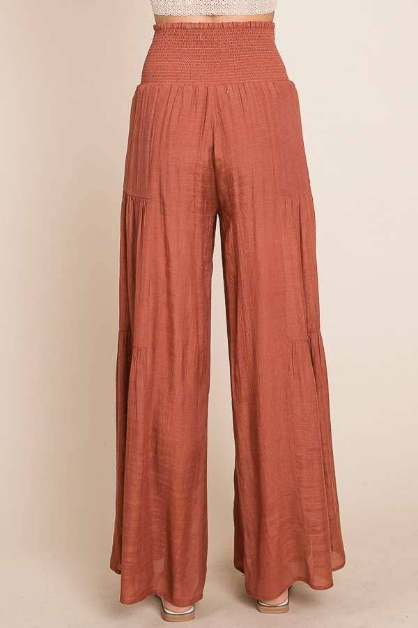 Rust Layered Ruched Pants