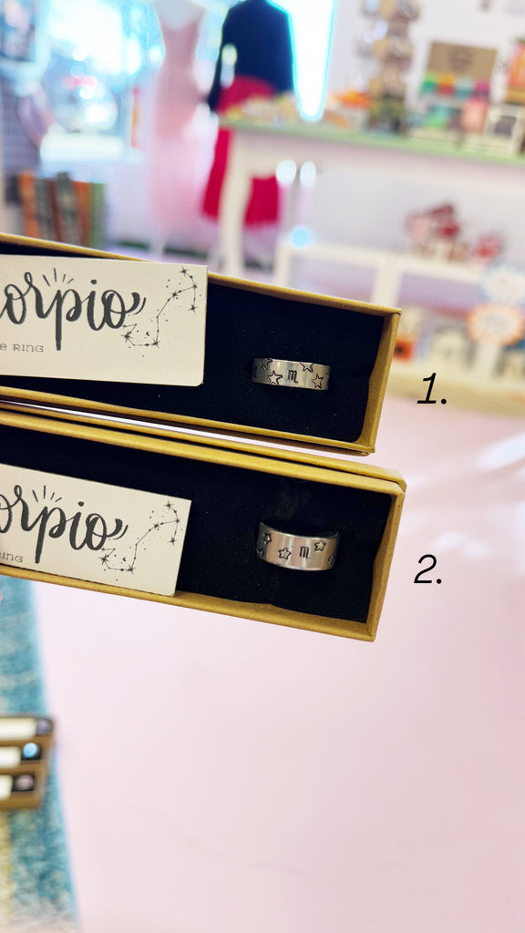 Wuby’s Wings Stamped Zodiac Rings