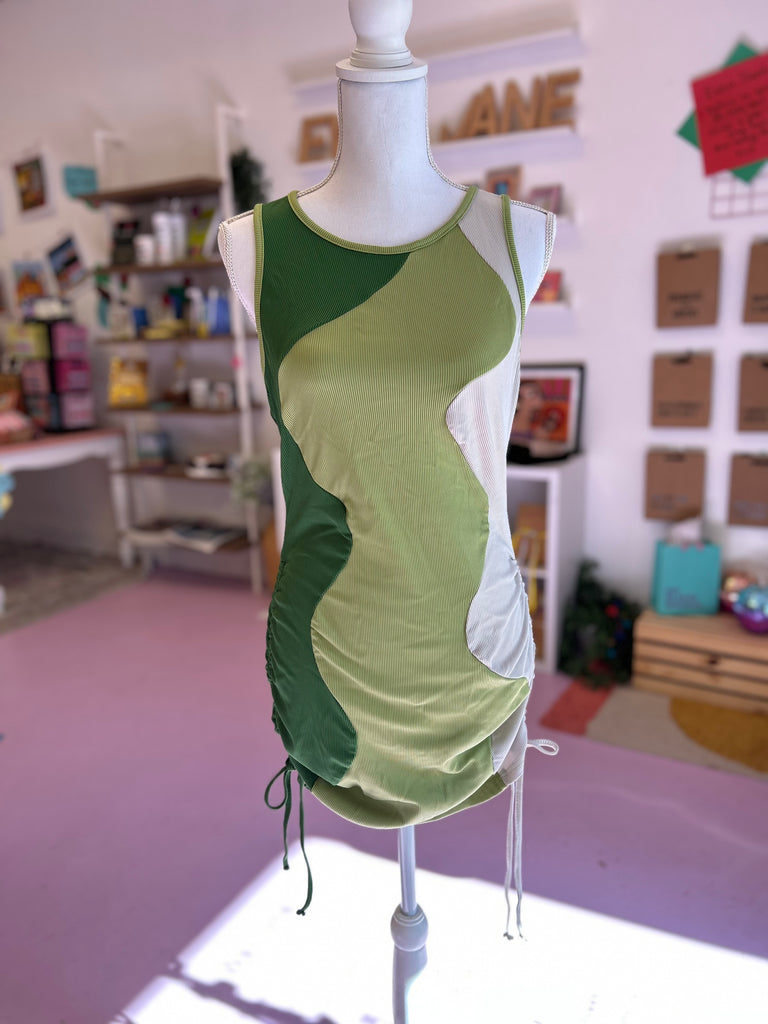 green emerald velvet dress Color Block Crepe Day Dress with Relaxed Shoulders main image 1
