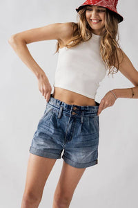 **SALE** Brewster High Waisted Paper Bag Denim Shorts