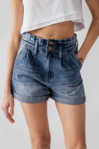 **SALE** Brewster High Waisted Paper Bag Denim Shorts