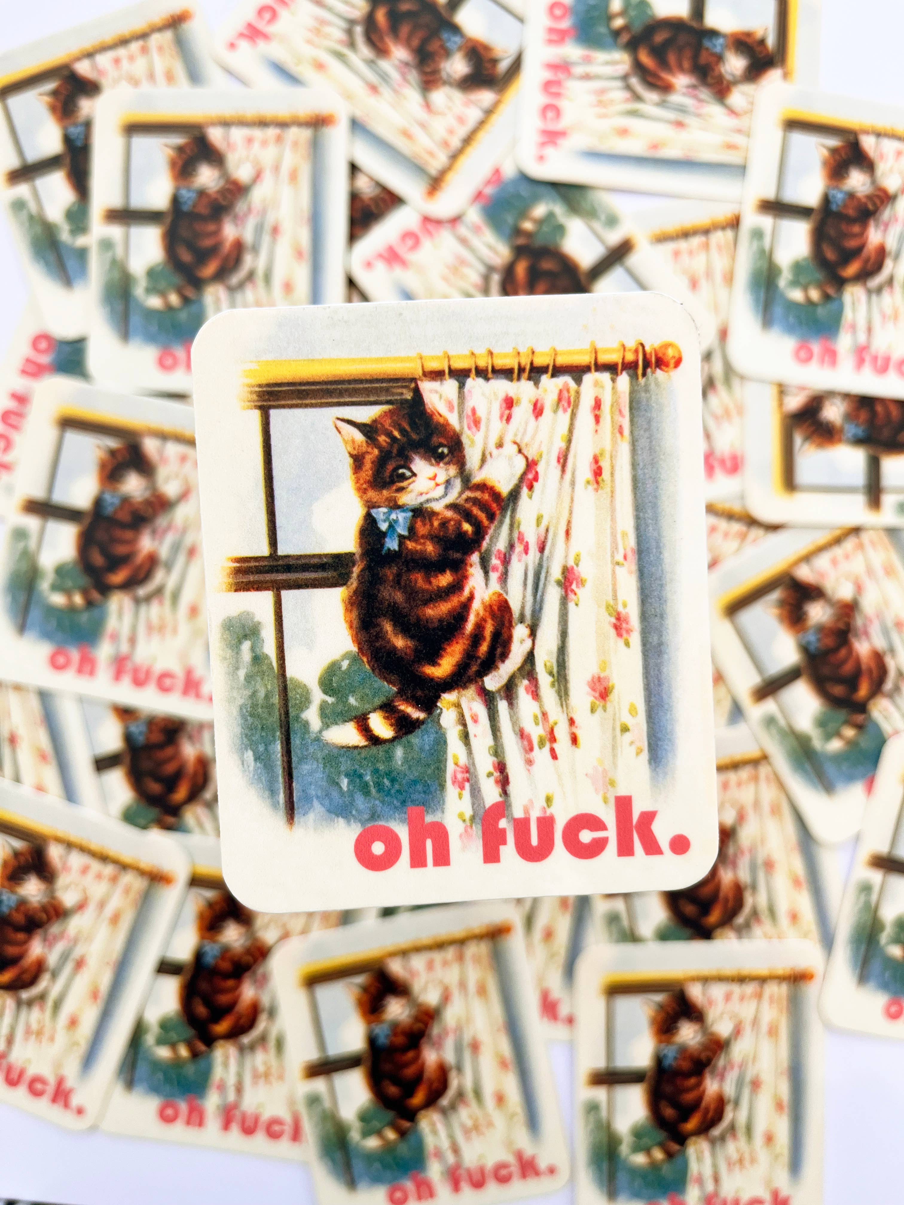 Oh Fuck Kitty Sticker - Funny Cat Decal