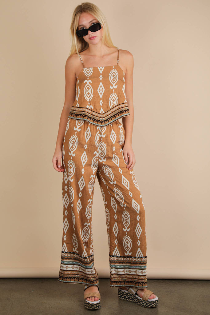 Jackie Scarf Boarder Printed Woven Top & Pants 2-Piece Set
