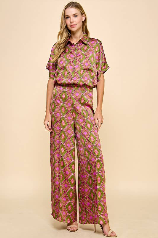 Abstract Print Full Length Pants
