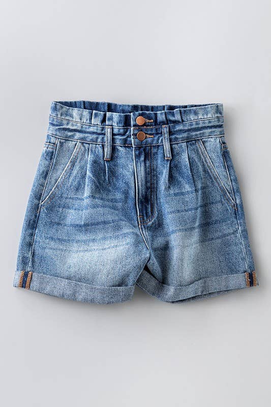 **SALE** Brewster High Waisted Paper Bag Denim Shorts