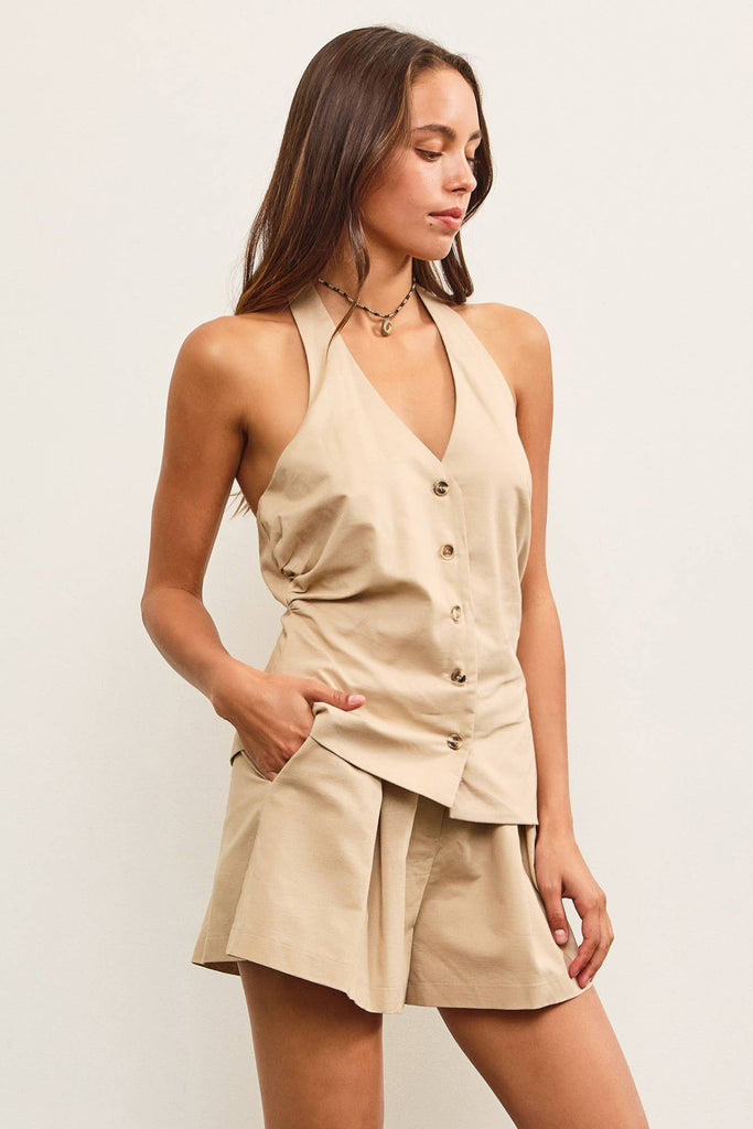 Taupe Glow Vest Romper
