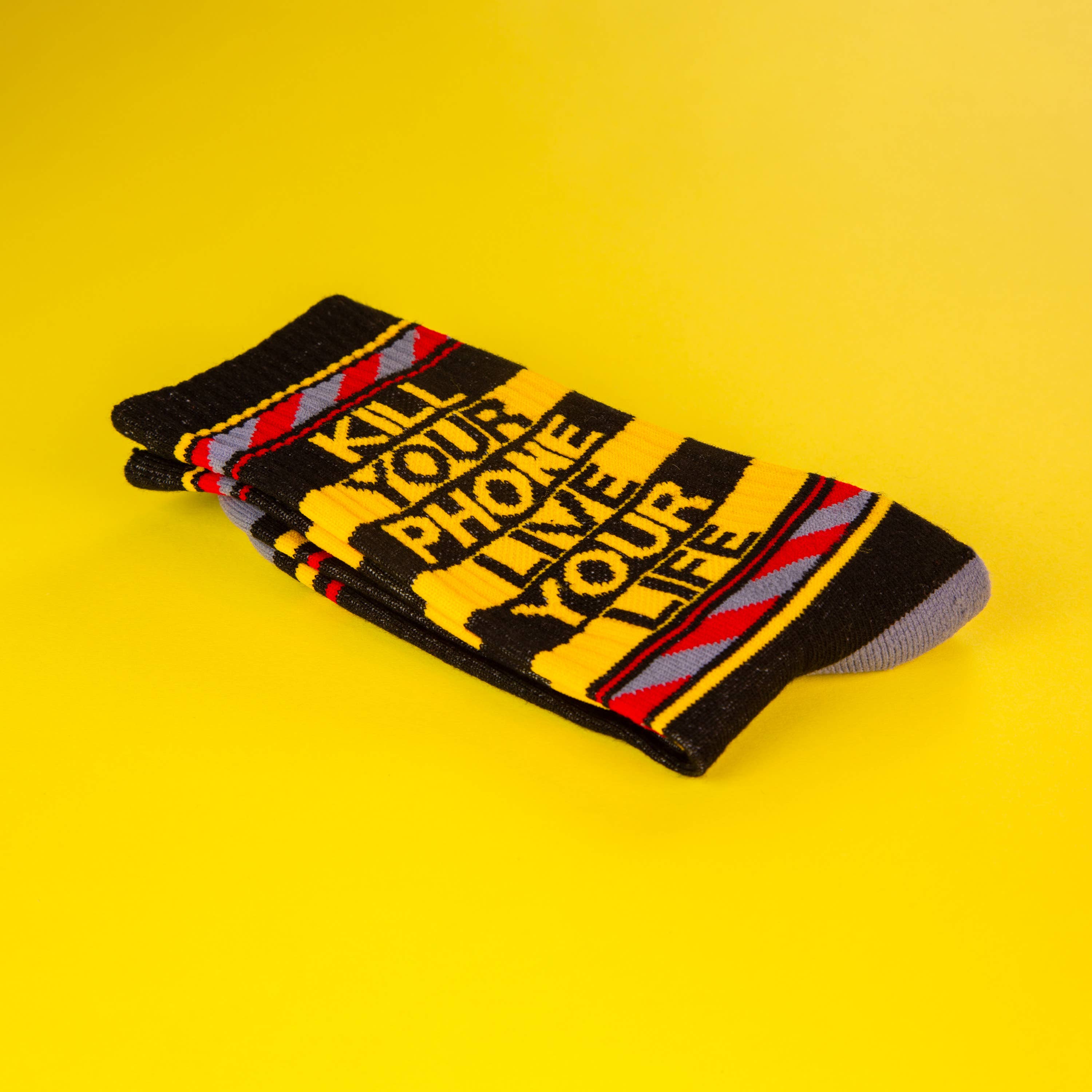 Kill Your Phone Live Your Life Gym Crew Socks