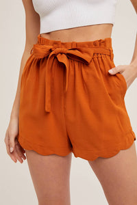 **SALE** Terracotta Scallop High Rise Shorts