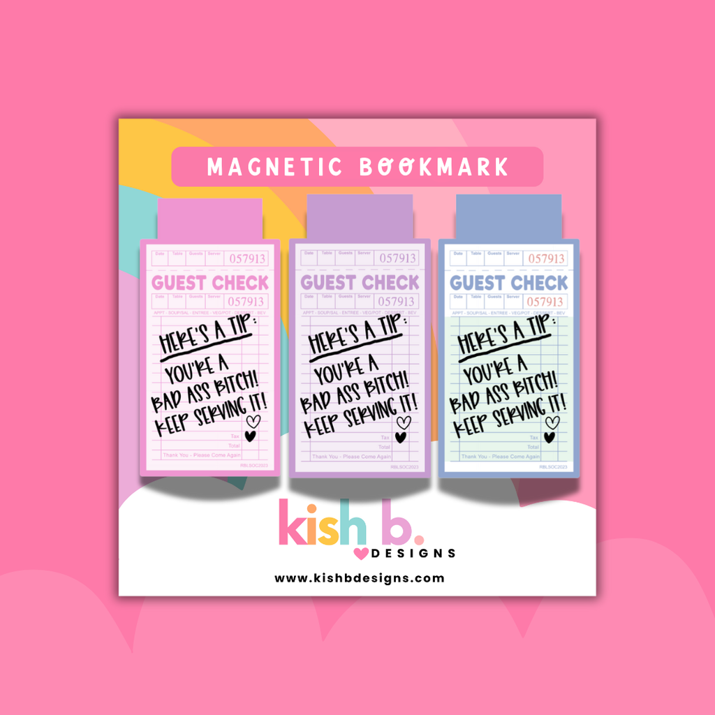 Guest Check: Here's a Tip| Magnetic Bookmark: Blue