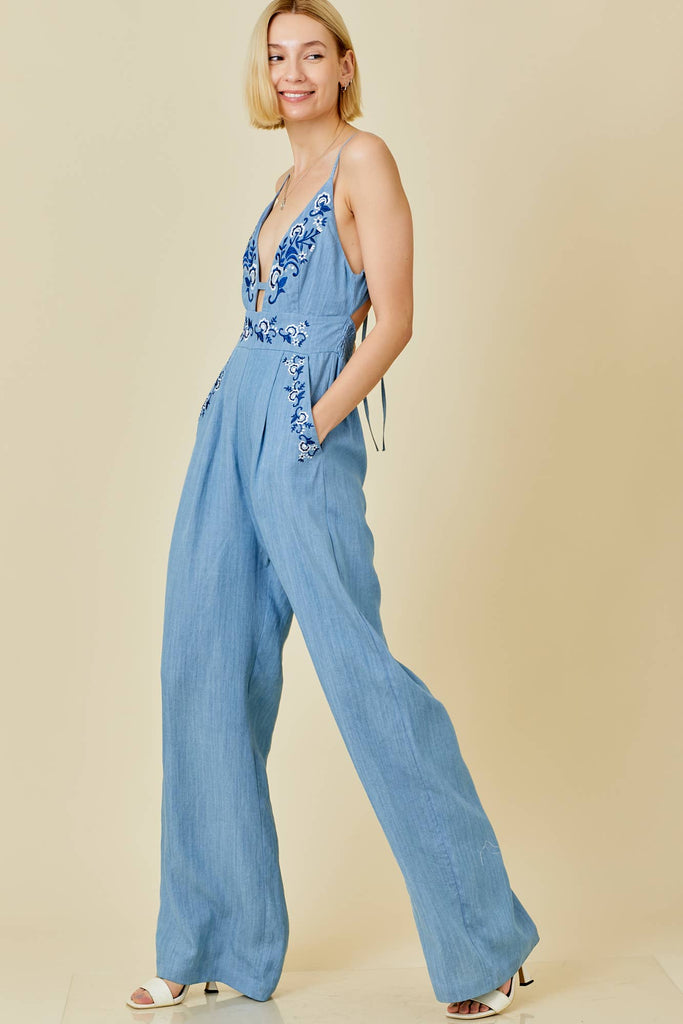 **SALE** Botanical Embroidered Jumpsuit