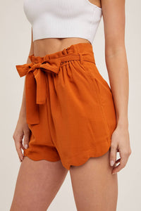 **SALE** Terracotta Scallop High Rise Shorts