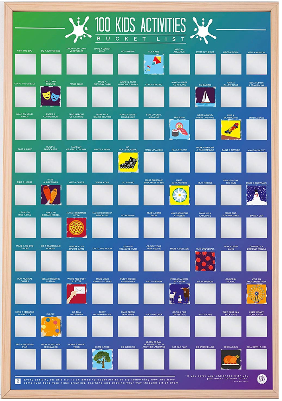 Bucket List Poster - 100 Kids Activities
